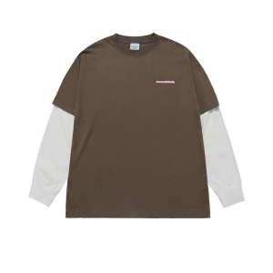 DOUBLE LAYER ADLV LONG SLEEVE ASH BROWN