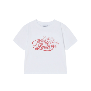 WOMAN MIRROR AC BEAR CROP SHORT SLEEVE T-SHIRT WHITE