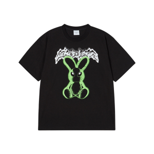 NEON ALIEN RABBIT SHORT SLEEVE T-SHIRT BLACK