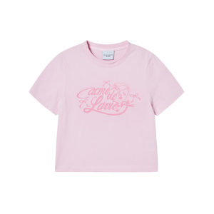 WOMAN MIRROR AC BEAR CROP SHORT SLEEVE T-SHIRT LIGHT PINK